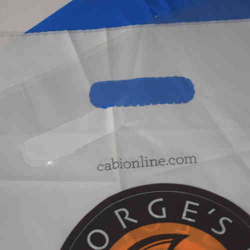 Handle poly bags produced by California Plastix