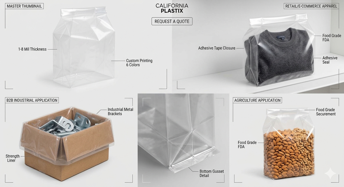 Gusseted Bags manufactured by California Plastix