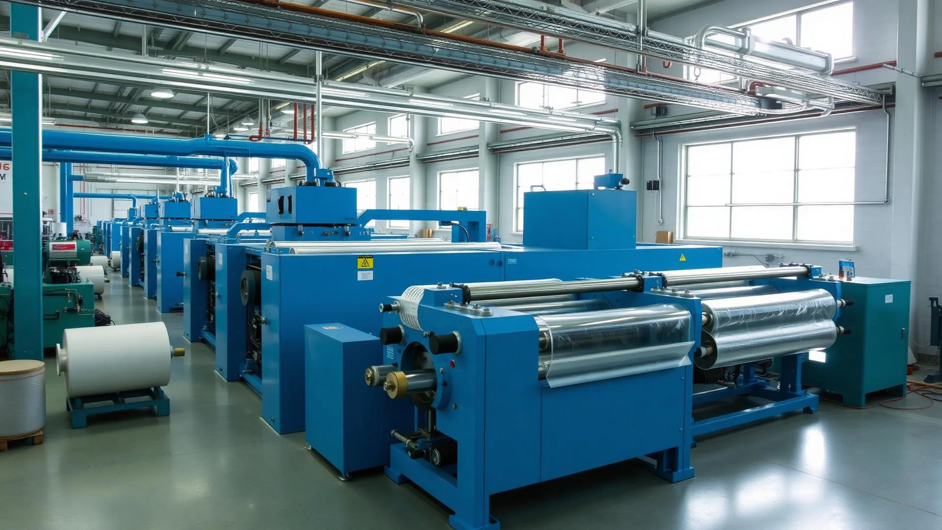 Polyethylene film and custom poly bag manufacturing equipment at California Plastix in Pomona, California